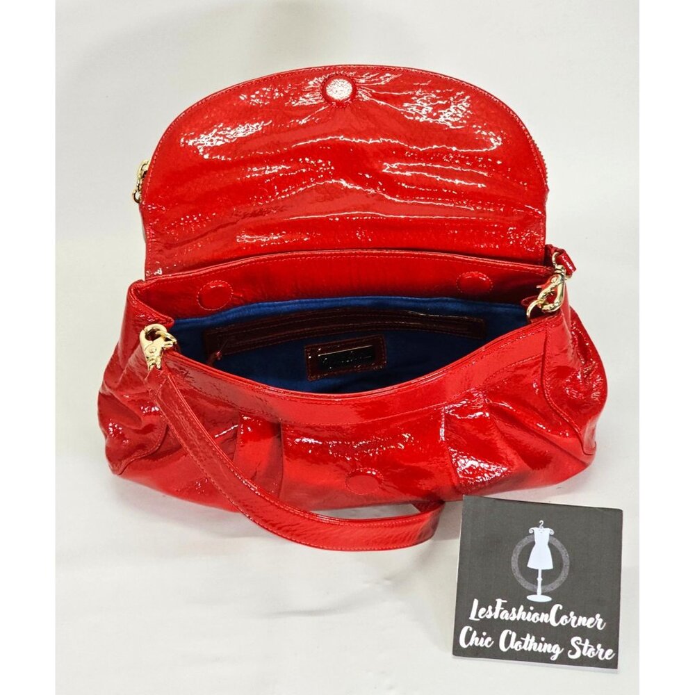 Zina Eva Women's Red Patent Leather Folding Crossbody Handbag Medium 2029 - Picture 10 of 15